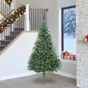 vidaXL Árvore de Natal Artificial Pré-iluminada Verde 240 cm PVC