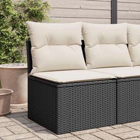 vidaXL Cadeira de jardim sem apoio braços com almofadões vime PE preto