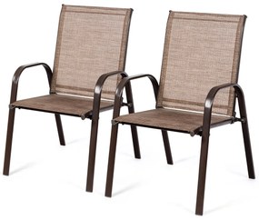 Cadeira de jantar para área externa com 2 peças e apoio de braço - bege