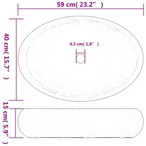 Lavatório de bancada oval 59x40x15 cm cerâmica preto e cinza