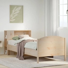 vidaXL Cama com estante sem colchão 90x190 cm pinho maciço