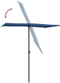Guarda-sol de jardim com poste alumínio 180x110 cm azul-ciano