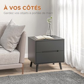 Mesa de cabeceira com 2 gavetas  50 x 40 x 50,5 cm, estilo moderno, para quarto ou sala preta