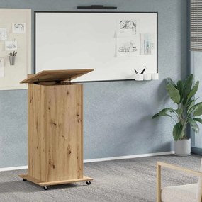 Pódio Lectern vidaXL com Rodas em Madeira de Carvalho