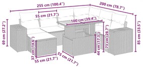 8 pcs conjunto de sofás p/ jardim com almofadões vime PE bege