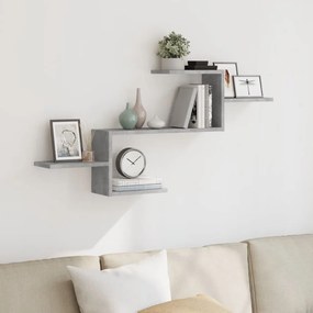 vidaXL Prateleira parede 104x15x49 cm derivados madeira cinza cimento