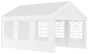 Outsunny Tenda para Festas 6x4x2,8m Tenda de Jardim com 4 Paredes Laterais Aço e Poliéster Branco