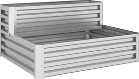 Outsunny Caixa de Cultivo de 2 Níveis em Aço Galvanizado com Design em Escada e Fundo Aberto  120x101x58 cm Prata | Aosom Portugal