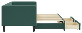 Sofá-cama c/ gavetão e gavetas 80x200cm veludo verde-escuro