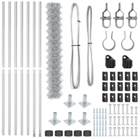 Cerca de Cadeia com 7 Posts Flangeados 1.6x10 m Aço Galvanizado