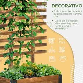 Floreira Exterior de Madeira Floreira com Treliça para Plantas Trepadeiras Tecido não Tecido Rodas 65x31x147 cm Madeira