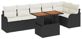 Conjunto de Sofá de Jardim 7 Peças com Almofadas em Rattan Sintético P