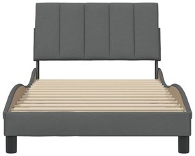 Estrutura de cama sem colchão 100x200 cm tecido cinzento-escuro