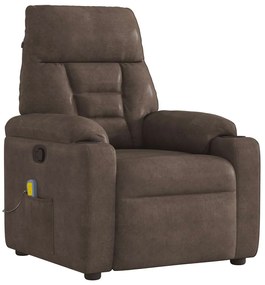 vidaXL Poltrona de massagens reclinável tecido de microfibra castanho