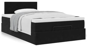 Cama otomana com colchão 120x190 cm veludo preto