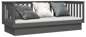 Sofá-cama 75x190 cm madeira de pinho maciça cinzento