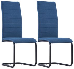 vidaXL Cadeiras de jantar cantilever 2 pcs tecido azul