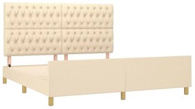 Estrutura de cama sem colchão 180x200 cm tecido cor creme