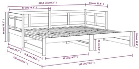 Estrutura sofá-cama de puxar 2x(90x200) cm pinho maciço