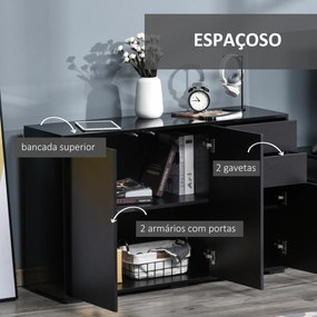 Aparador de Sala de Estar com 3 Portas 2 Gavetas e Prateleira Interior Ajustável Móvel Auxiliar de Armazenamento para Cozinha Dormitório Anti-Rolament