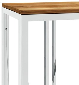 Mesa consola aço inoxidável/madeira de acácia maciça prateado