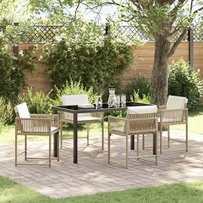 vidaXL Conjunto de Jantar para Jardim 5 pcs Bege vime PE