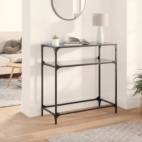 vidaXL Mesa de centro com tampo em vidro preto 80x35x81 cm aço