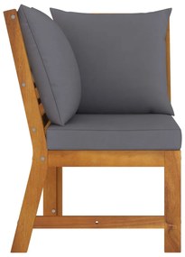 Sofá canto seccional + almofadão cinzento-escuro acácia maciça