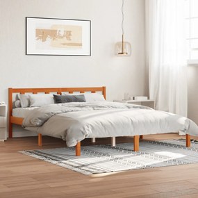 Cama sem colchão 150x200 cm madeira pinho maciça castanho-mel
