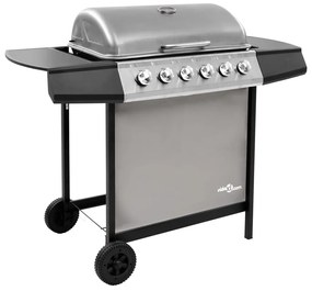 vidaXL Grelhador/barbecue a gás 6 discos preto e prateado