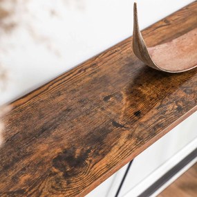 Mesa consola de 120 x 23 x 74 cm Castanho vintage + Preto
