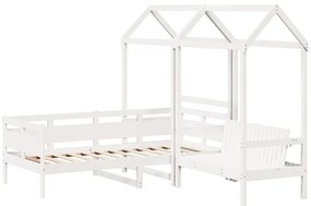 Conj. sofá-cama e banco c/ telhado 80x200cm pinho maciço branco