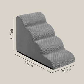 Escada para cães, 4 degraus 72 x 40 x 50 cm Escada para animais de estimação, tecido tipo waffle cinza ardósia