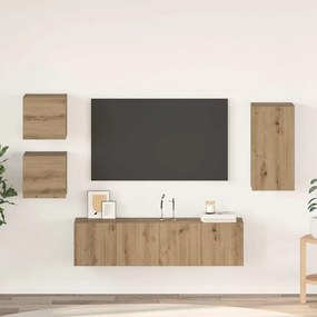 Conjunto de móvel de TV com prateleira 5 pcs carvalho artisiano