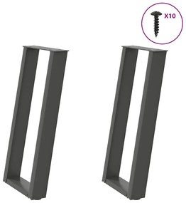 Pés de mesa de console em forma de U, 2 peças, antracite, 28x(72-73) c