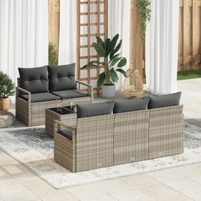 Conjunto de Sofá de Jardim vidaXL de 6 Peças com Almofadas Cinza Claro