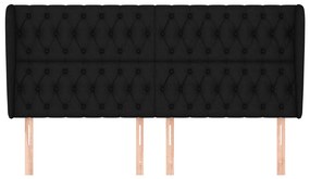 Cabeceira de cama c/ abas tecido 183x23x118/128 cm preto