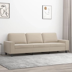 vidaXL Sofá de 3 lugares 210 cm tecido de microfibra creme