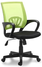 Cadeira de escritório de plástico com 5 rodas verde