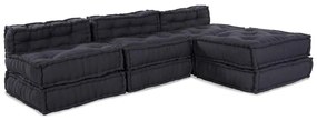 vidaXL Puffs Modulares 4 pcs Tecido Antracite