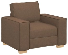Conjunto de Sofá de 3 Peças com Almofadas em Tecido Castanho