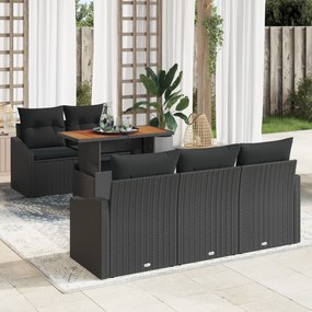 conjunto de sofá de jardim de 6 peças com almofadas em rattan poli pre