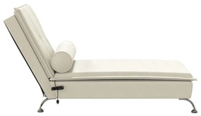 Chaise lounge de massagem com rolo veludo creme