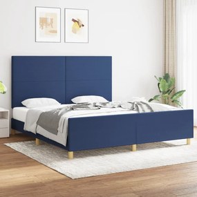 Estrutura de cama sem colchão 180x200 cm tecido azul