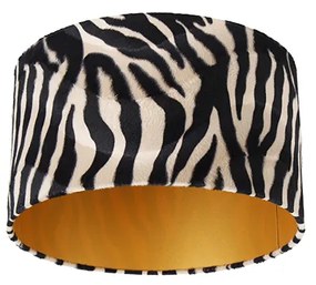 Abajur de veludo estampado de zebra 35/35/20 interior dourado Clássico / Antigo