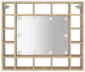 Armário espelhado com LED 91x15x76,5 cm carvalho sonoma