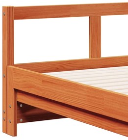 Sofá-cama com gavetão e colchões 90x190 cm pinho castanho-mel