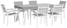 Conjunto de jardim em alumínio mesa e 6 cadeiras cinzentas PERETA Beliani
