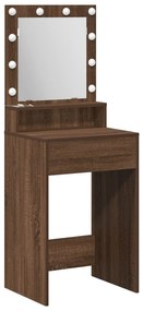 Mesa de Maquilhagem  com Luzes LED - Carvalho Castanho - 50x41x135 cm