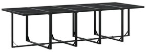 11 pcs conjunto de jantar p/ jardim c/ almofadões vime PE preto